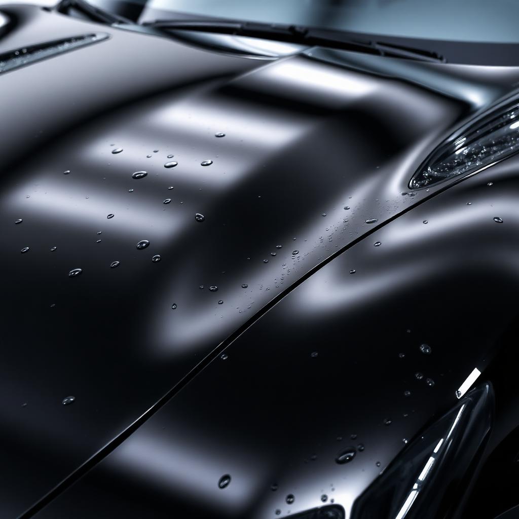 Freshly detailed glossy black car